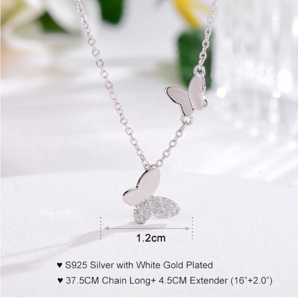 NEW ! 925 Sterling Silver Elegant Silver Butterfly Necklace. 🦋 A9-313 - Picture 4 of 5